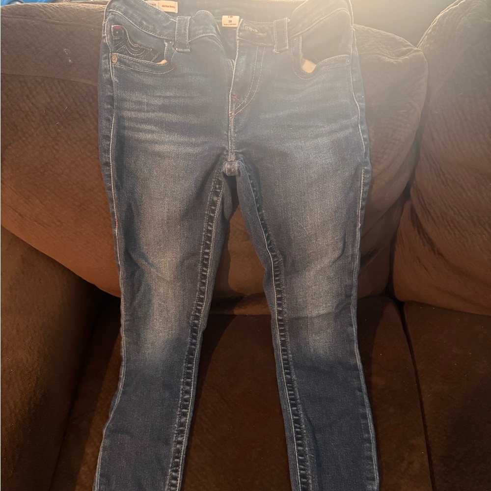 True Religion Blue Skinny Jeans with Distressed Look